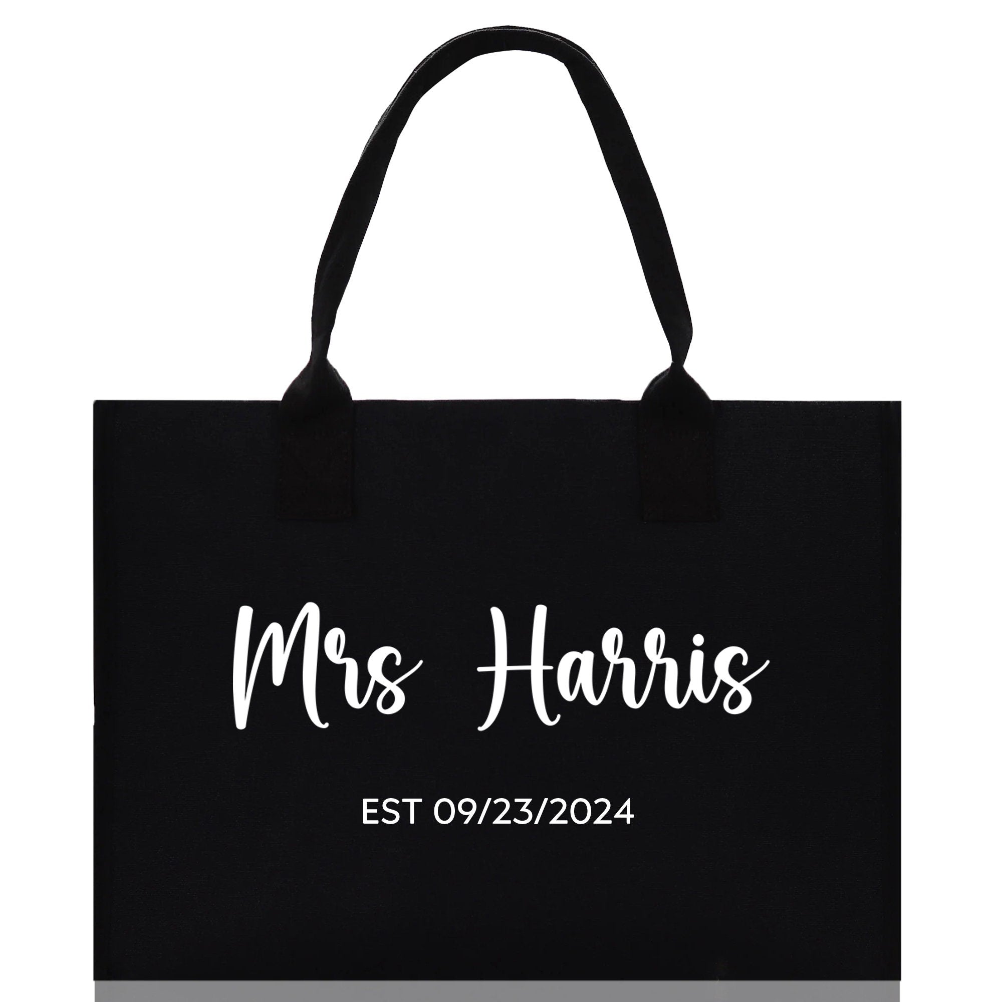 Mrs. Last Name Est Year Tote Bag Personalized Date Wedding Tote Bridal Shower Gift Honeymoon Gift Customized Wedding Gift Bridesmaid Gift - Aaria Tees Aaria Tees