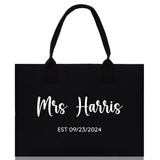 Mrs. Last Name Est Year Tote Bag Personalized Date Wedding Tote Bridal Shower Gift Honeymoon Gift Customized Wedding Gift Bridesmaid Gift - Aaria Tees Aaria Tees