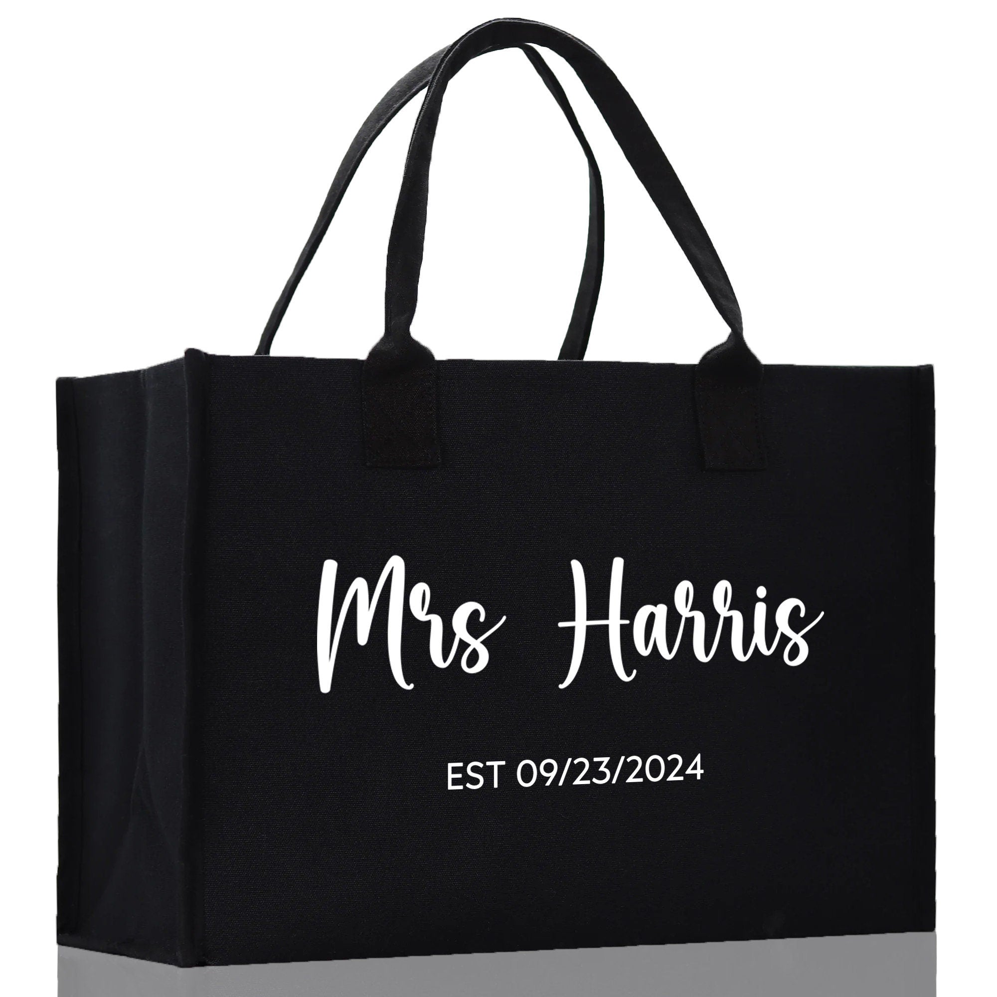 Mrs. Last Name Est Year Tote Bag Personalized Date Wedding Tote Bridal Shower Gift Honeymoon Gift Customized Wedding Gift Bridesmaid Gift - Aaria Tees Aaria Tees