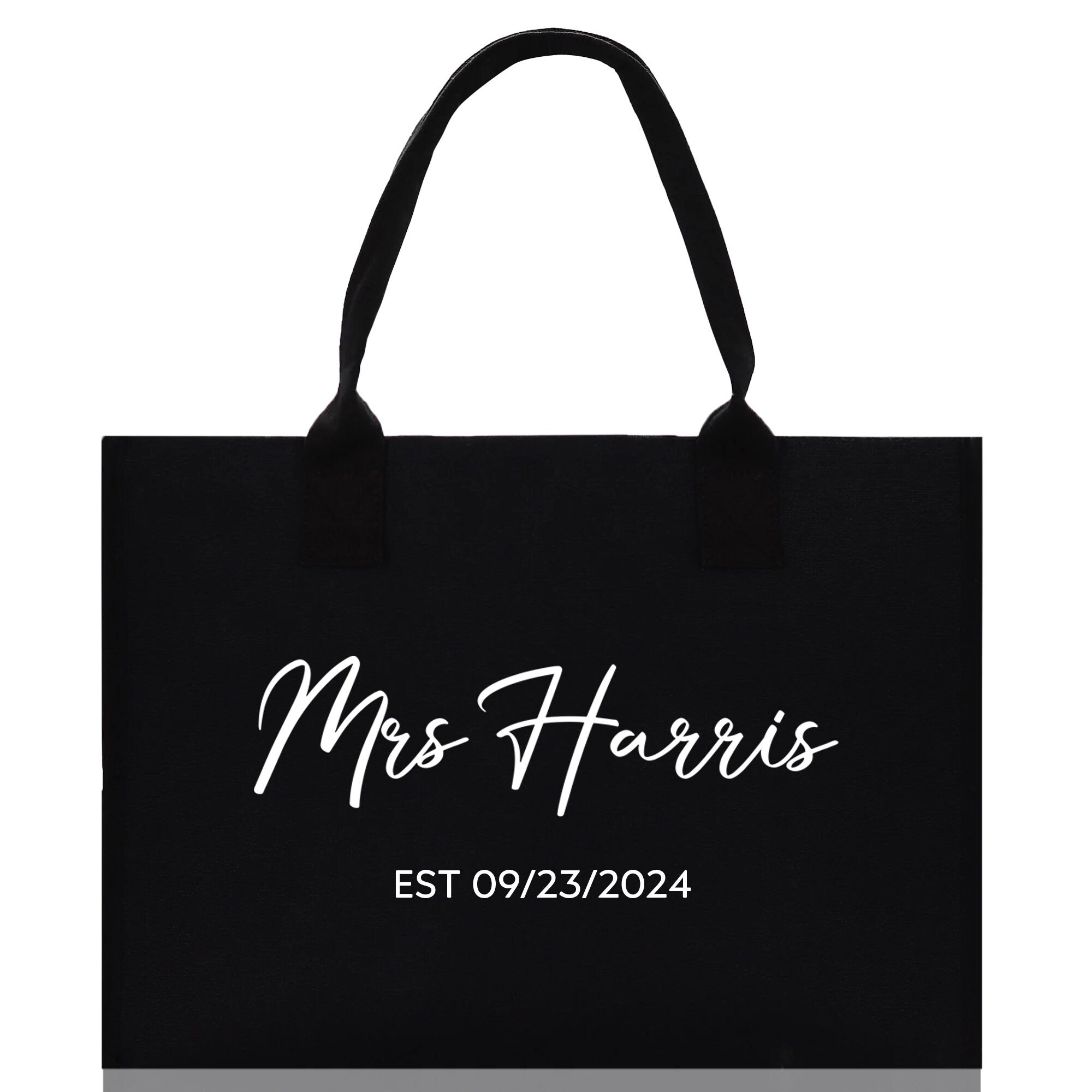 Mrs. Last Name Est Year Tote Bag Personalized Date Wedding Tote Bridal Shower Gift Honeymoon Gift Customized Wedding Gift Bridesmaid Gift - Aaria Tees Aaria Tees
