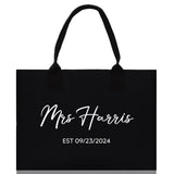 Mrs. Last Name Est Year Tote Bag Personalized Date Wedding Tote Bridal Shower Gift Honeymoon Gift Customized Wedding Gift Bridesmaid Gift - Aaria Tees Aaria Tees