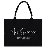 Mrs. Last Name Est Year Tote Bag Personalized Date Wedding Tote Bridal Shower Gift Honeymoon Gift Customized Wedding Gift Bridesmaid Gift - Aaria Tees Aaria Tees
