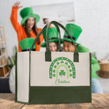 Saint Patrick's Day Personalized Cotton Canvas Tote Bag St Patrick Day Gift Shamrock Bag Lucky St Patrick's Irish Tote Bag Shenanigans Gift - Aaria Tees Aaria Tees