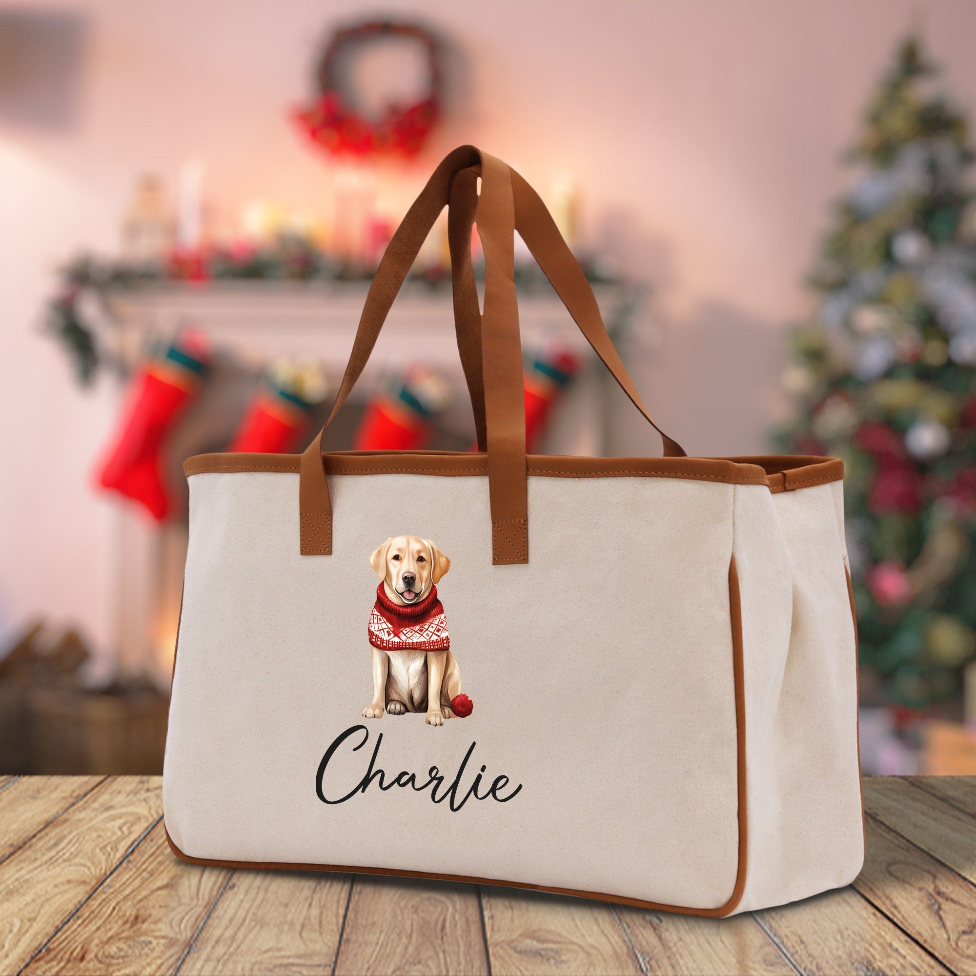 Golden Retriever Custom Name Dog Cotton Canvas Tote Bag Custom Pet Lover Gift Pet Portrait Bag Personalized Pet Owner Gift Tote Bag - Aaria Tees Aaria Tees