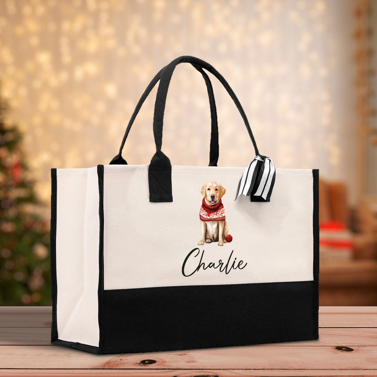 Golden Retriever Custom Name Dog Cotton Canvas Tote Bag Custom Pet Lover Gift Pet Portrait Bag Personalized Pet Owner Gift Tote Bag - Aaria Tees