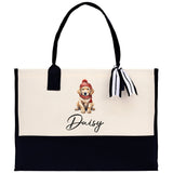 Baby Golden Retriever Custom Name Dog Cotton Canvas Tote Bag Custom Pet Lover Gift Pet Portrait Bag Personalized Pet Owner Gift Tote Bag - Aaria Tees Aaria Tees
