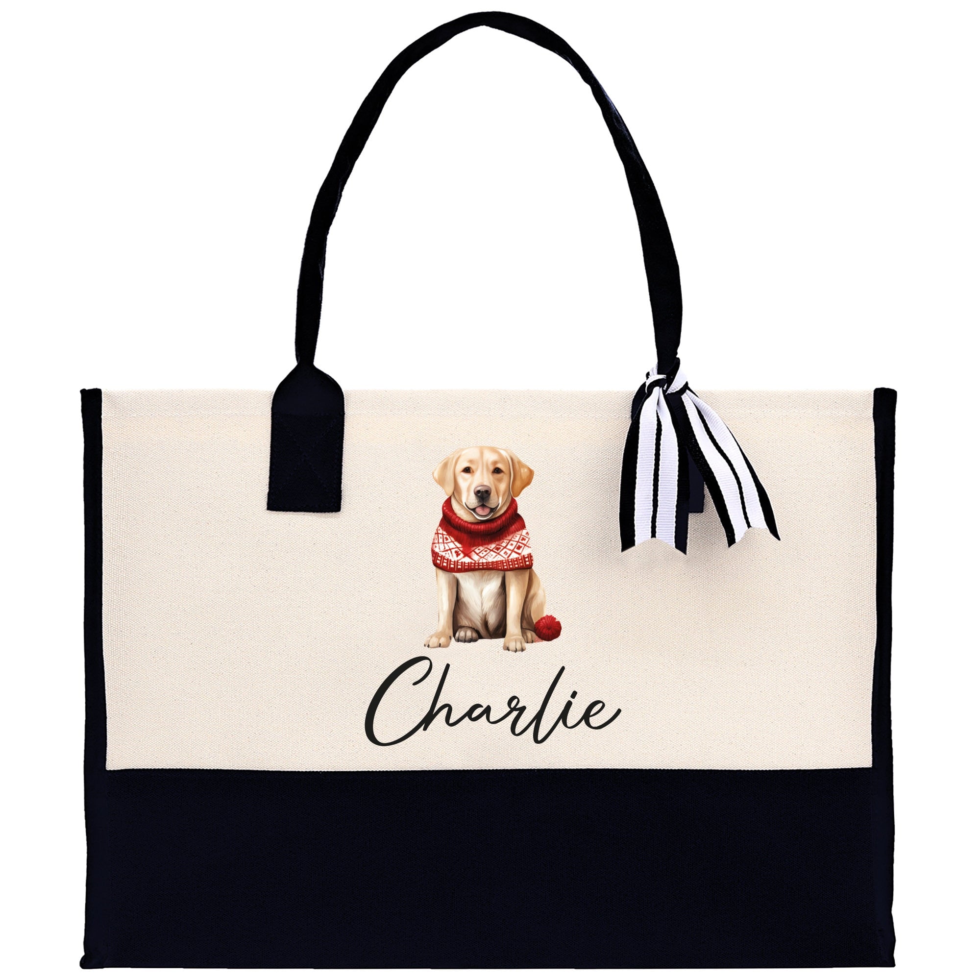 Golden Retriever Custom Name Dog Cotton Canvas Tote Bag Custom Pet Lover Gift Pet Portrait Bag Personalized Pet Owner Gift Tote Bag - Aaria Tees Aaria Tees