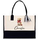 Golden Retriever Custom Name Dog Cotton Canvas Tote Bag Custom Pet Lover Gift Pet Portrait Bag Personalized Pet Owner Gift Tote Bag - Aaria Tees Aaria Tees