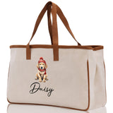 Baby Golden Retriever Custom Name Dog Cotton Canvas Tote Bag Custom Pet Lover Gift Pet Portrait Bag Personalized Pet Owner Gift Tote Bag - Aaria Tees Aaria Tees