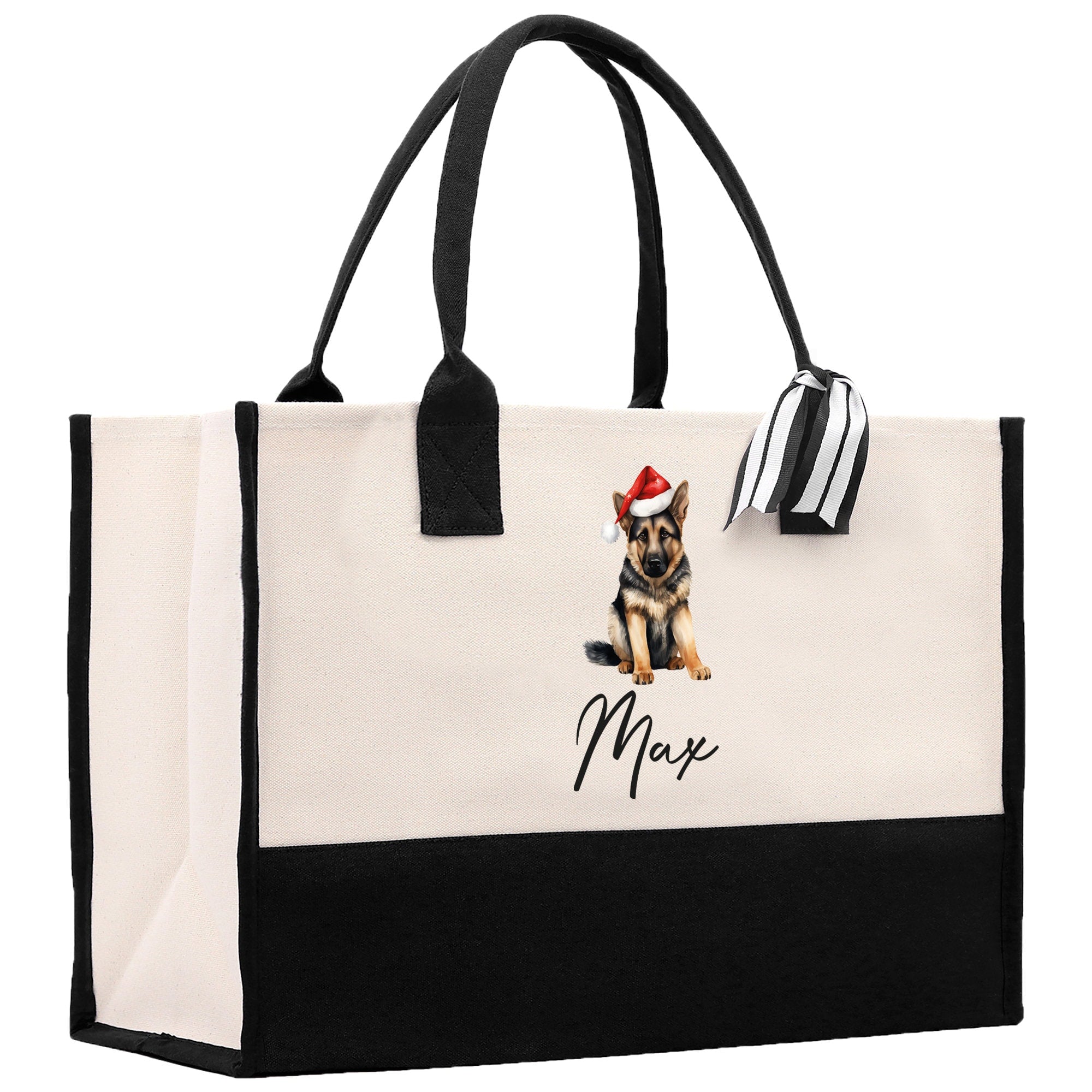 German Shepherd Custom Name Dog Cotton Canvas Tote Bag Custom Pet Lover Gift Pet Portrait Bag Personalized Pet Owner Gift Tote Bag - Aaria Tees Aaria Tees