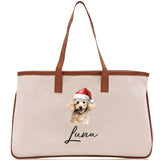 Poodle Custom Name Dog Cotton Canvas Tote Bag Custom Pet Lover Gift Pet Portrait Bag Personalized Pet Owner Gift Tote Bag - Aaria Tees Aaria Tees