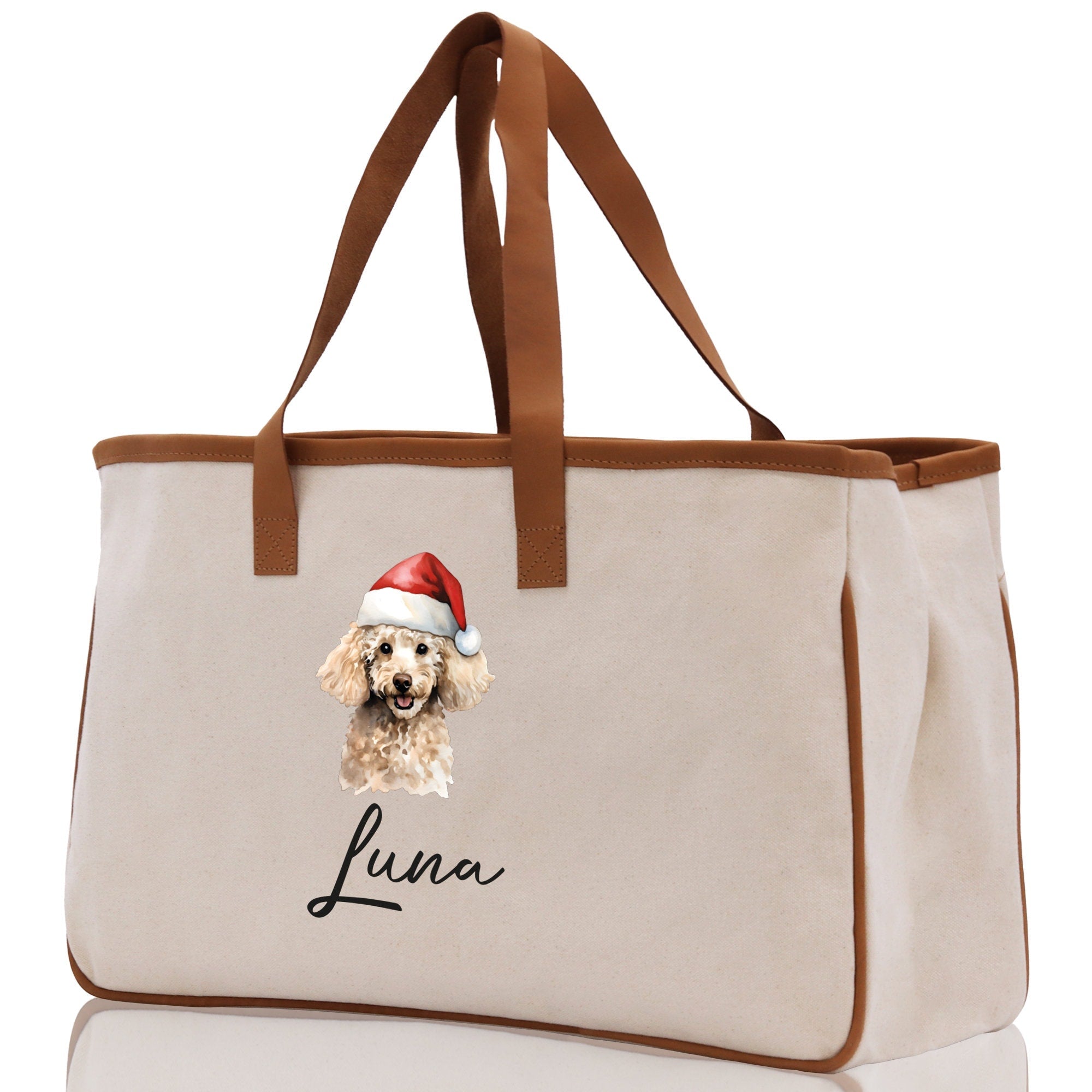Poodle Custom Name Dog Cotton Canvas Tote Bag Custom Pet Lover Gift Pet Portrait Bag Personalized Pet Owner Gift Tote Bag - Aaria Tees Aaria Tees
