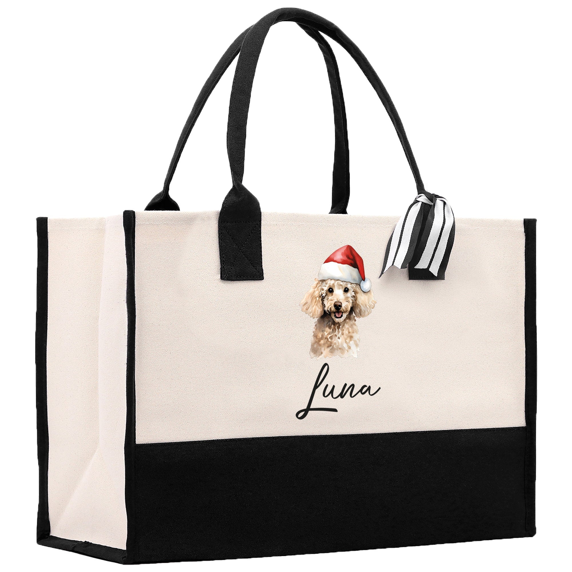 Poodle Custom Name Dog Cotton Canvas Tote Bag Custom Pet Lover Gift Pet Portrait Bag Personalized Pet Owner Gift Tote Bag - Aaria Tees Aaria Tees