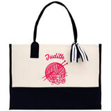 Personalized Knitting Cotton Canvas Tote Bag Custom Grandma Kitting Bag Yarn Custom Crochet Bag Mother's Day Gift Knitting Gift - Aaria Tees Aaria Tees