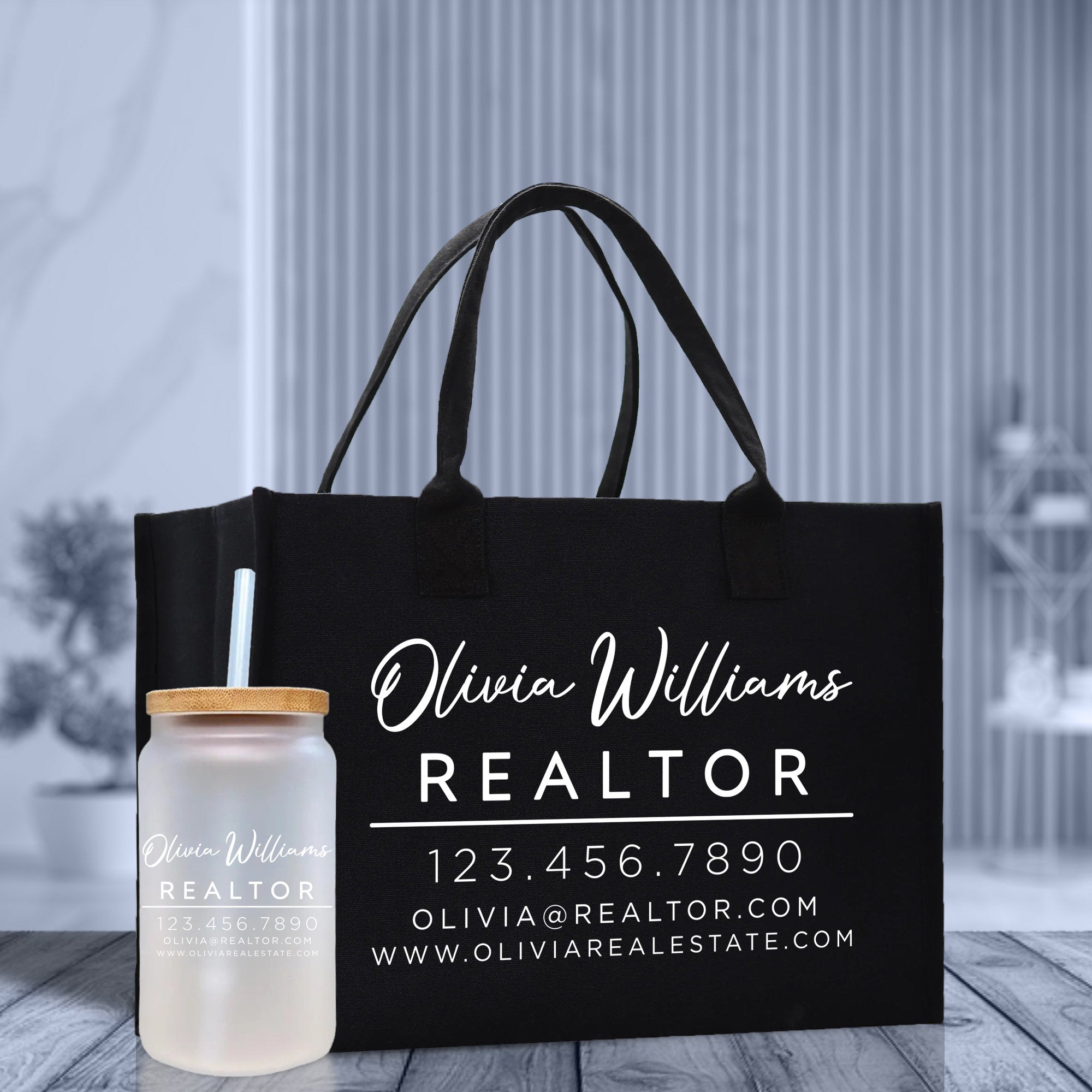 Realtor Tote Bag Personalized Business Tote Bag Custom Real Estate Agent Gift Bulk Business Logo Realtor Swag Real Estate Tote Bag - Aaria Tees Aaria Tees