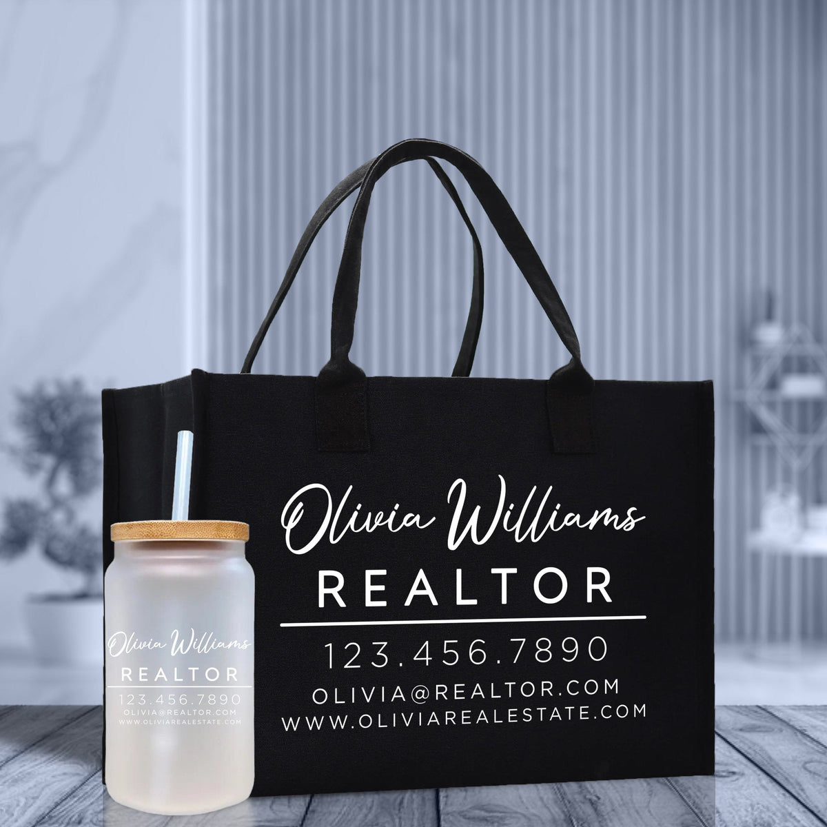 Realtor Tote Bag Personalized Business Tote Bag Custom Real Estate Agent Gift Bulk Business Logo Realtor Swag Real Estate Tote Bag - Aaria Tees