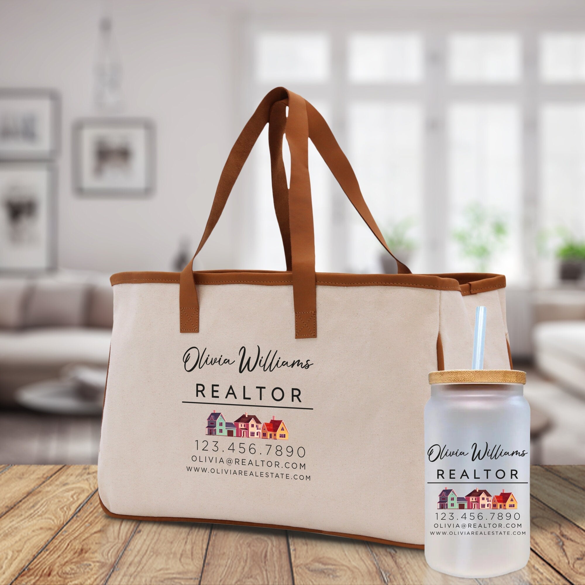 Realtor Tote Bag Personalized Business Tote Bag Custom Real Estate Agent Gift Bulk Business Logo Realtor Swag Real Estate Tote Bag - Aaria Tees Aaria Tees