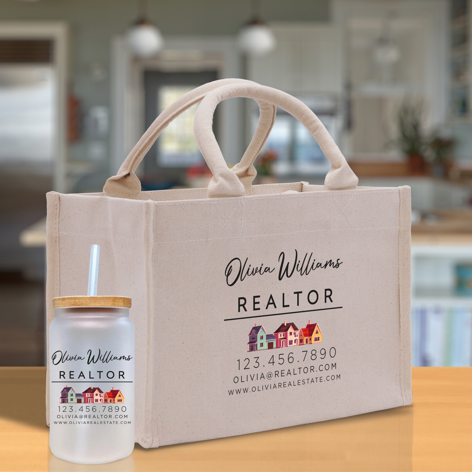 Realtor Tote Bag Personalized Business Tote Bag Custom Real Estate Agent Gift Bulk Business Logo Realtor Swag Real Estate Tote Bag - Aaria Tees Aaria Tees