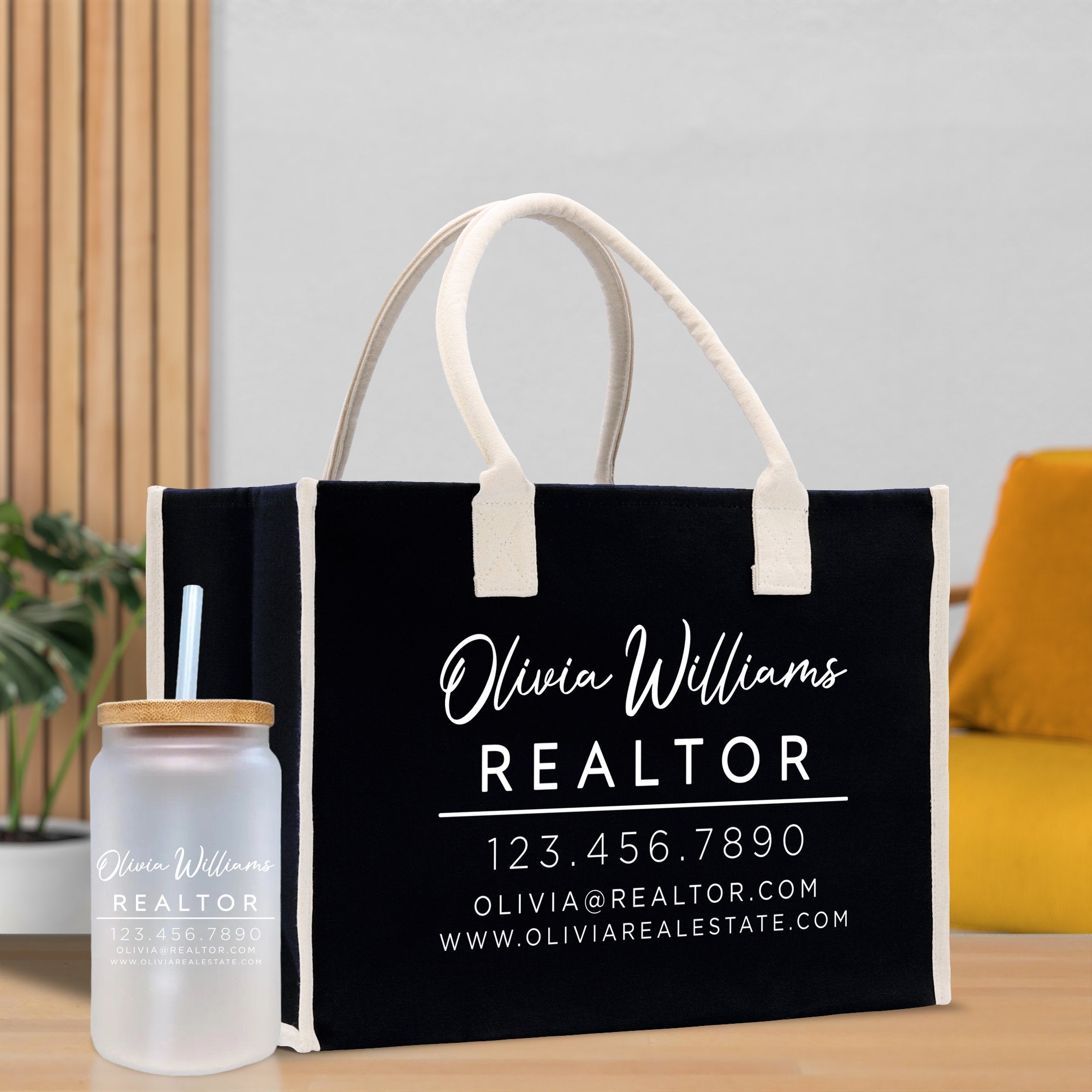 Realtor Tote Bag Personalized Business Tote Bag Custom Real Estate Agent Gift Bulk Business Logo Realtor Swag Real Estate Tote Bag - Aaria Tees Aaria Tees