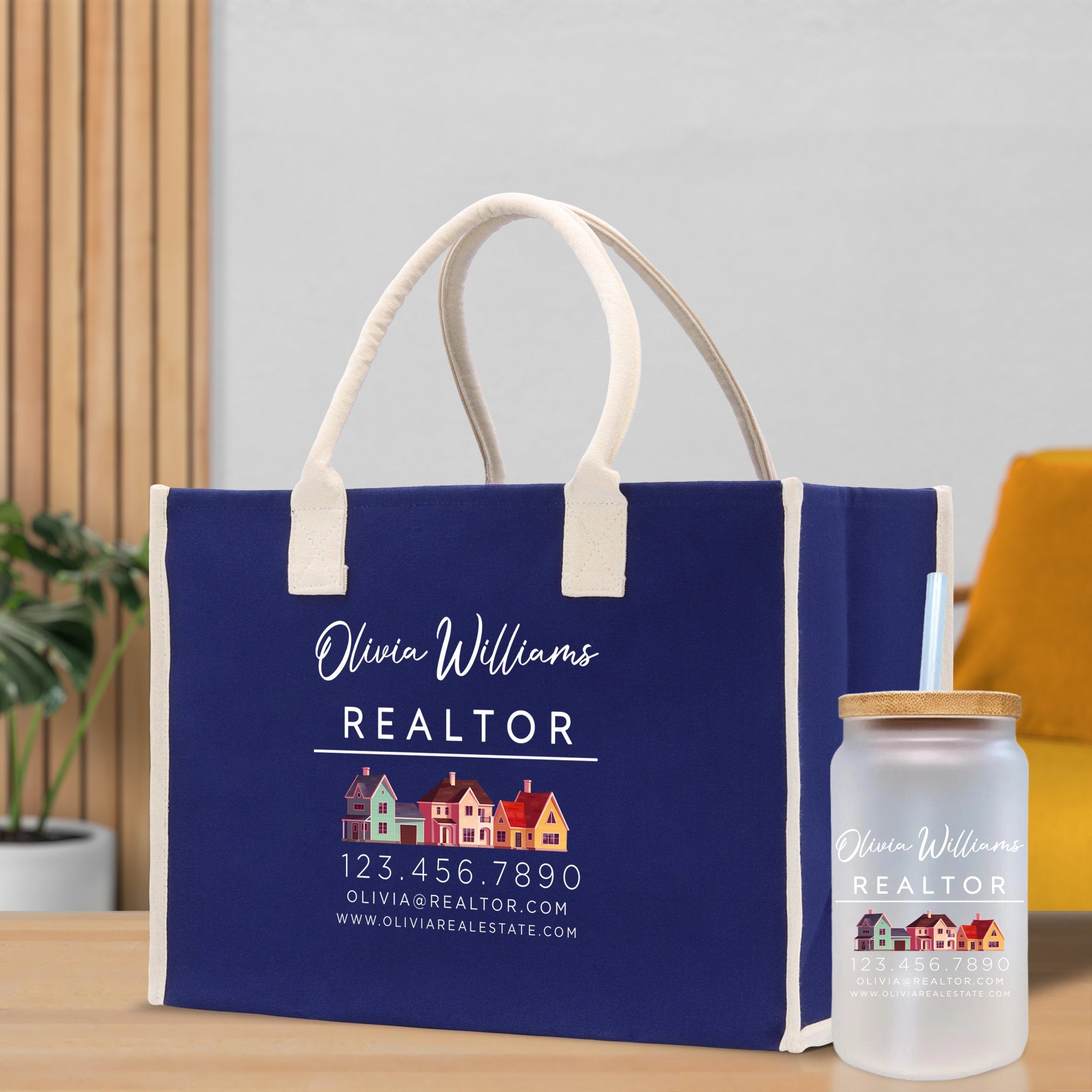 Realtor Tote Bag Personalized Business Tote Bag Custom Real Estate Agent Gift Bulk Business Logo Realtor Swag Real Estate Tote Bag - Aaria Tees Aaria Tees