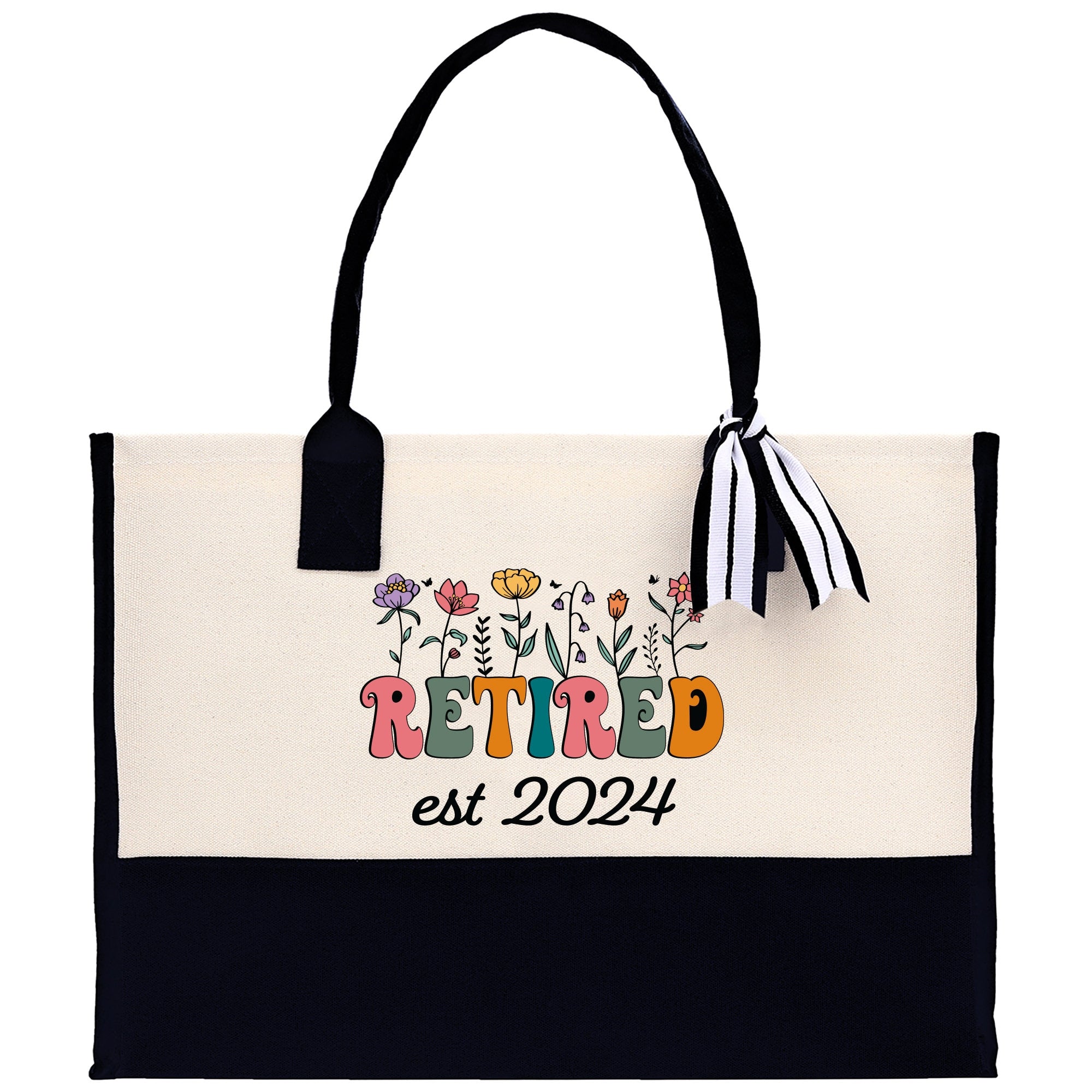 Retirement Cotton Canvas Tote Bag Retire Bag Retirement Party Bag Retired Woman Gift Grandma Gift Est 2024 Retirement Funny Bag - Aaria Tees Aaria Tees