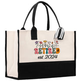 Retirement Cotton Canvas Tote Bag Retire Bag Retirement Party Bag Retired Woman Gift Grandma Gift Est 2024 Retirement Funny Bag - Aaria Tees Aaria Tees