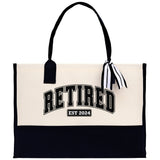 Retirement Cotton Canvas Tote Bag Retire Bag Retirement Party Bag Retired Woman Gift Grandma Gift Est 2024 Retirement Funny Bag - Aaria Tees Aaria Tees