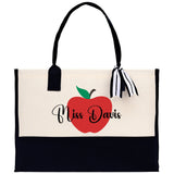 Personalized Teacher Cotton Canvas Tote Bag Gift for Teachers Teacher Life Tote Custom Teacher Appreciation Gift Bag Teacher Name Bag - Aaria Tees Aaria Tees