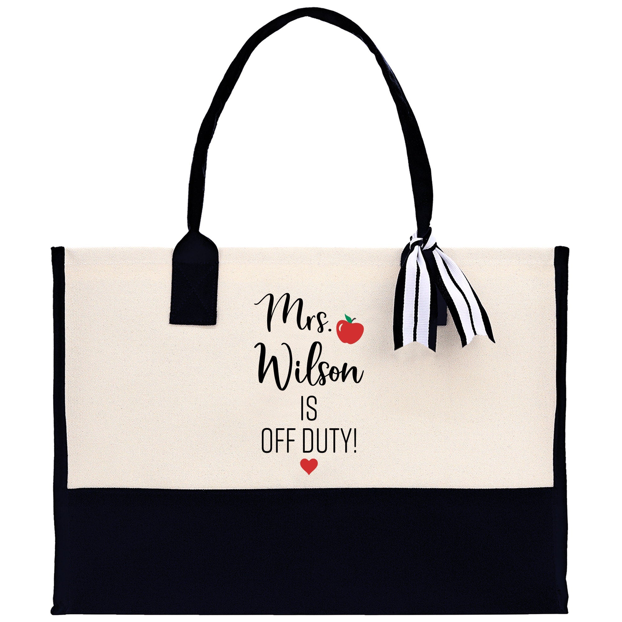 Personalized Teacher Cotton Canvas Tote Bag Gift for Teachers Teacher Life Tote Custom Teacher Appreciation Gift Bag Teacher Name Bag - Aaria Tees Aaria Tees