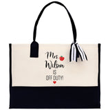 Personalized Teacher Cotton Canvas Tote Bag Gift for Teachers Teacher Life Tote Custom Teacher Appreciation Gift Bag Teacher Name Bag - Aaria Tees Aaria Tees