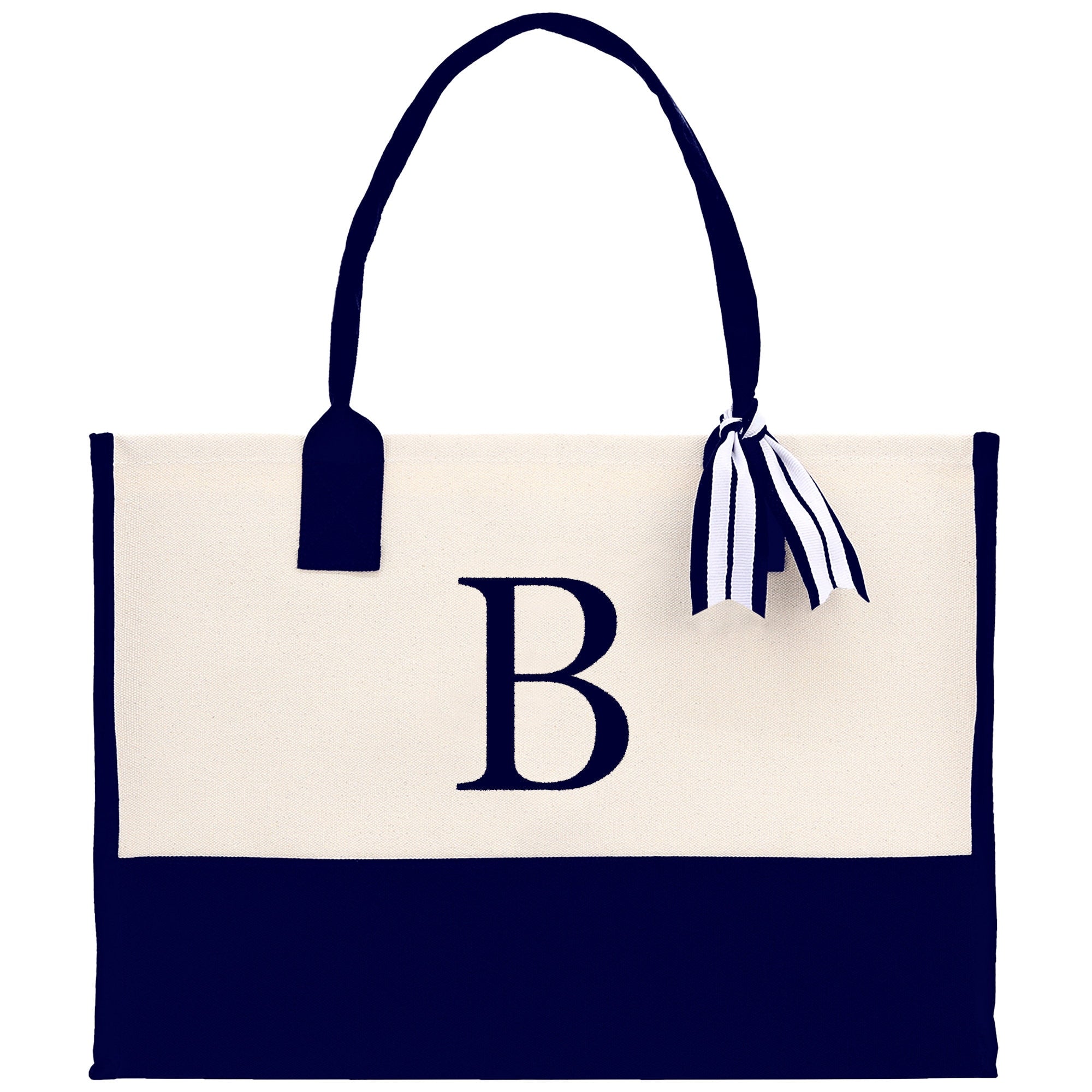 Monogram and Personalized Name Cotton Canvas Tote Bag Initial Tote Bag Letter Tote Bag Birthday Gift Bag Beach Bag Custom Monogrammed Bag - Aaria Tees Aaria Tees