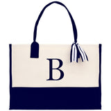 Monogram and Personalized Name Cotton Canvas Tote Bag Initial Tote Bag Letter Tote Bag Birthday Gift Bag Beach Bag Custom Monogrammed Bag - Aaria Tees Aaria Tees