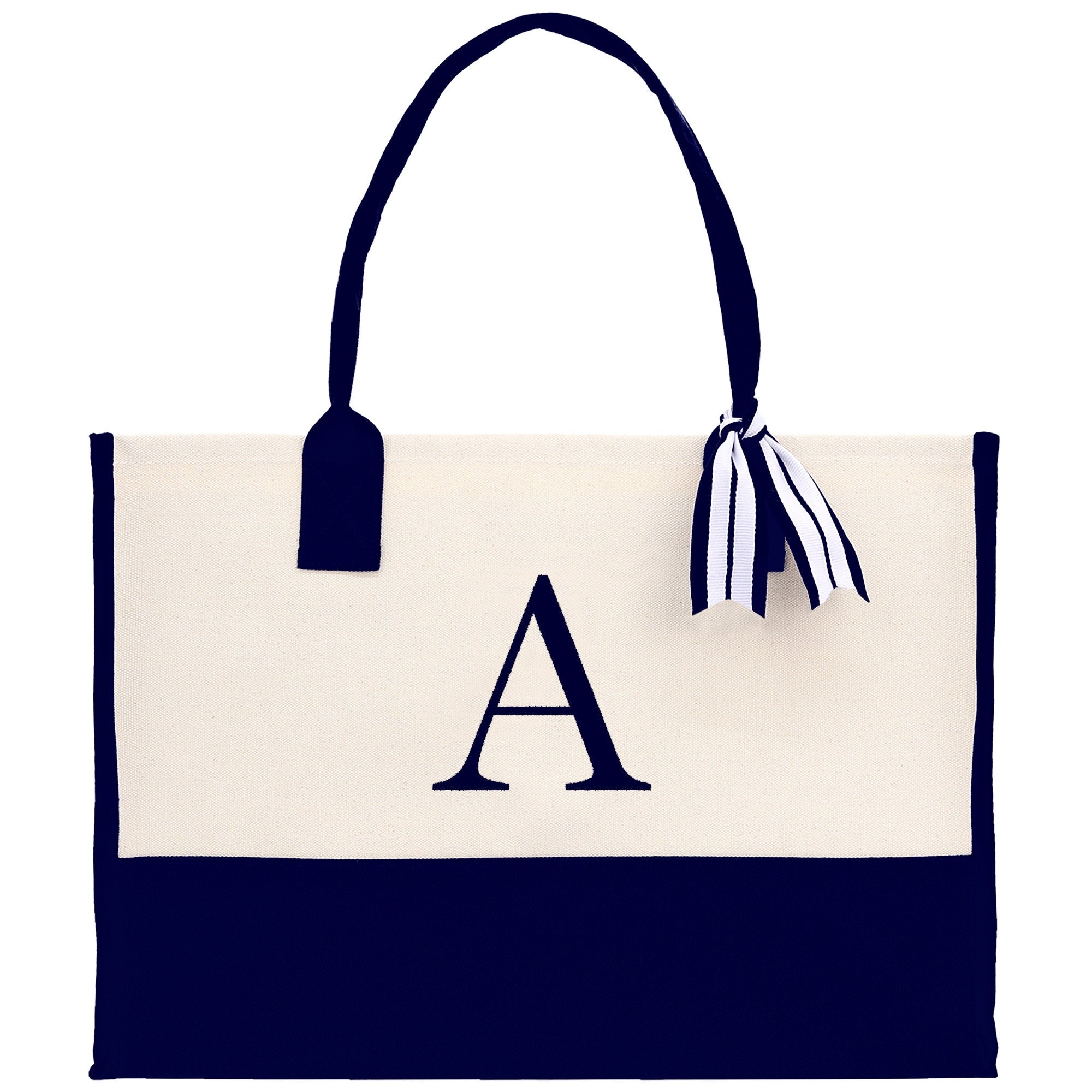 Monogram and Personalized Name Cotton Canvas Tote Bag Initial Tote Bag Letter Tote Bag Birthday Gift Bag Beach Bag Custom Monogrammed Bag - Aaria Tees Aaria Tees