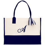 Monogram and Personalized Name Cotton Canvas Tote Bag Initial Tote Bag Letter Tote Bag Birthday Gift Bag Beach Bag Custom Monogrammed Bag - Aaria Tees Aaria Tees