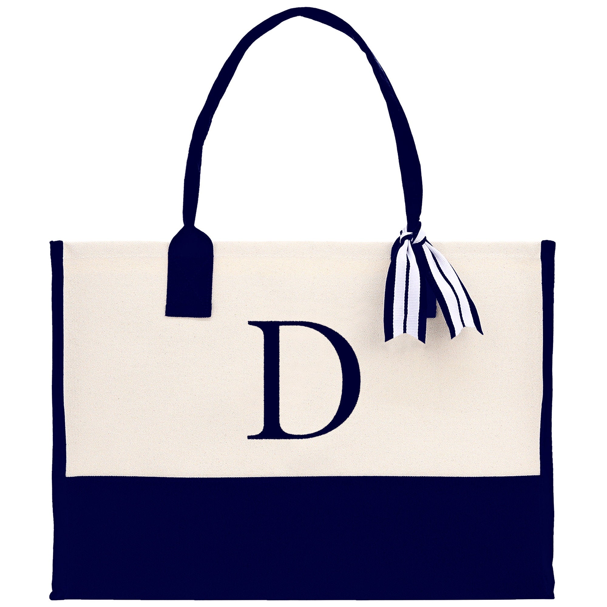 Monogram and Personalized Name Cotton Canvas Tote Bag Initial Tote Bag Letter Tote Bag Birthday Gift Bag Beach Bag Custom Monogrammed Bag - Aaria Tees Aaria Tees