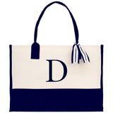 Monogram and Personalized Name Cotton Canvas Tote Bag Initial Tote Bag Letter Tote Bag Birthday Gift Bag Beach Bag Custom Monogrammed Bag - Aaria Tees Aaria Tees