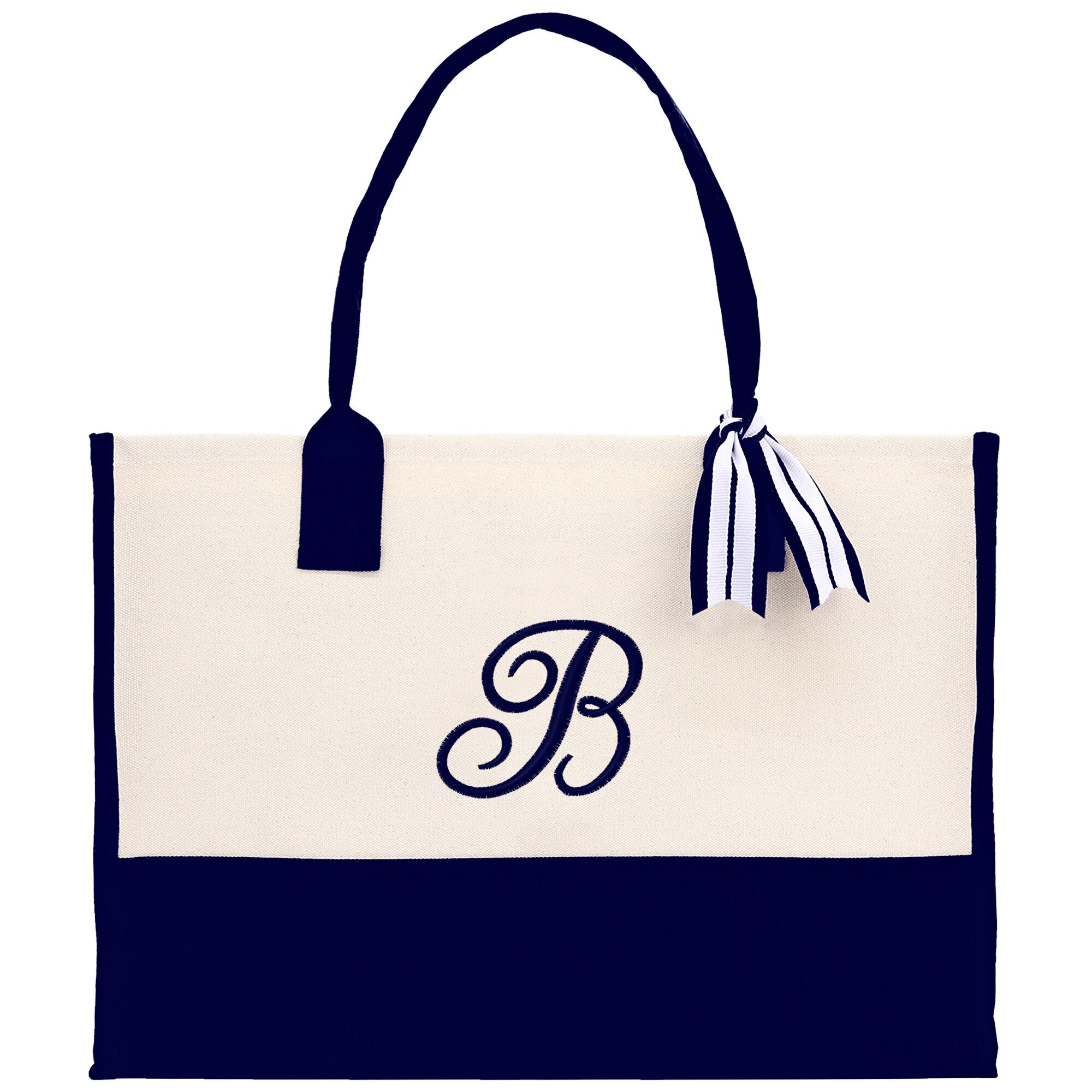 Monogram and Personalized Name Cotton Canvas Tote Bag Initial Tote Bag Letter Tote Bag Birthday Gift Bag Beach Bag Custom Monogrammed Bag - Aaria Tees Aaria Tees