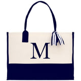 Monogram and Personalized Name Cotton Canvas Tote Bag Initial Tote Bag Letter Tote Bag Birthday Gift Bag Beach Bag Custom Monogrammed Bag - Aaria Tees Aaria Tees
