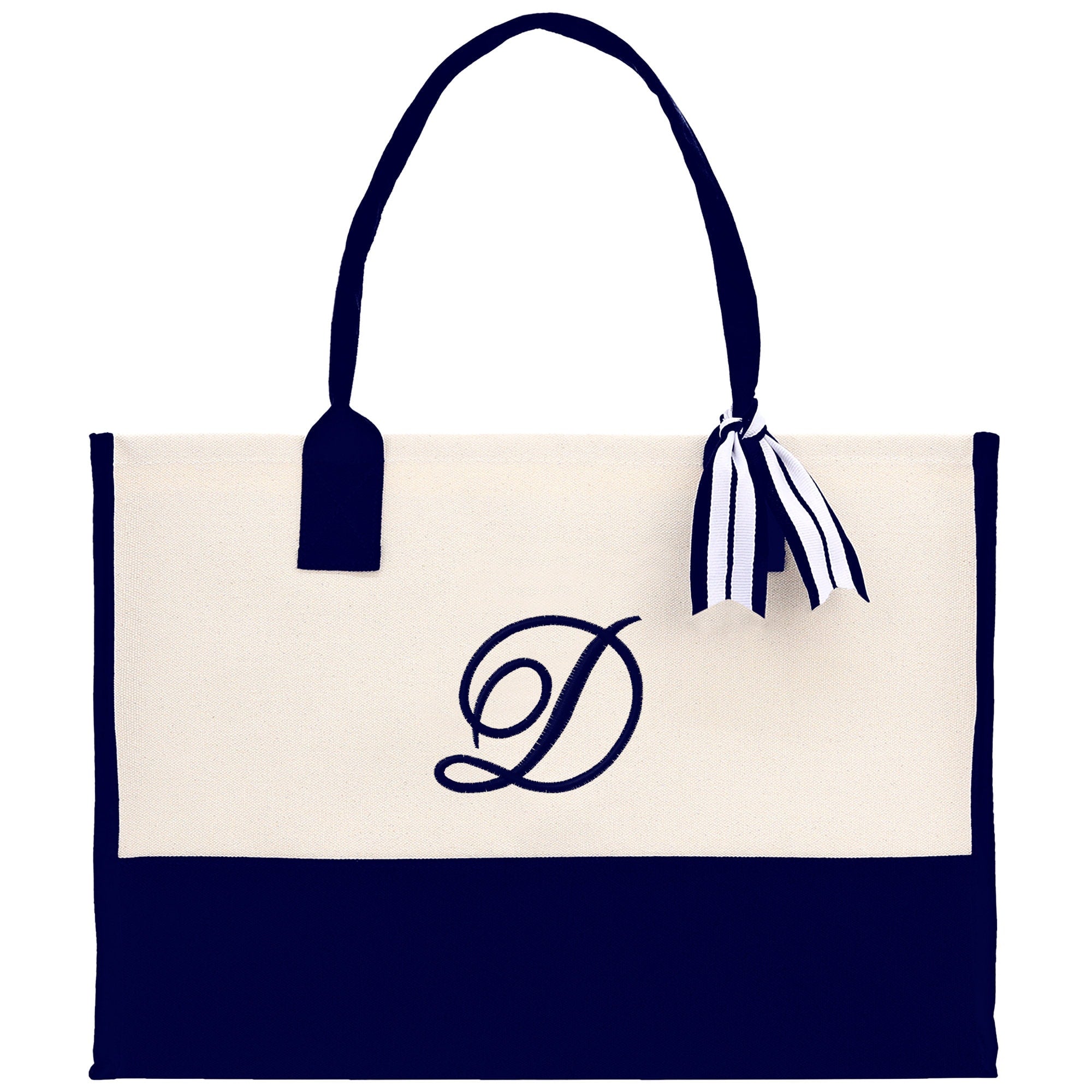Monogram and Personalized Name Cotton Canvas Tote Bag Initial Tote Bag Letter Tote Bag Birthday Gift Bag Beach Bag Custom Monogrammed Bag - Aaria Tees Aaria Tees