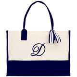 Monogram and Personalized Name Cotton Canvas Tote Bag Initial Tote Bag Letter Tote Bag Birthday Gift Bag Beach Bag Custom Monogrammed Bag - Aaria Tees Aaria Tees