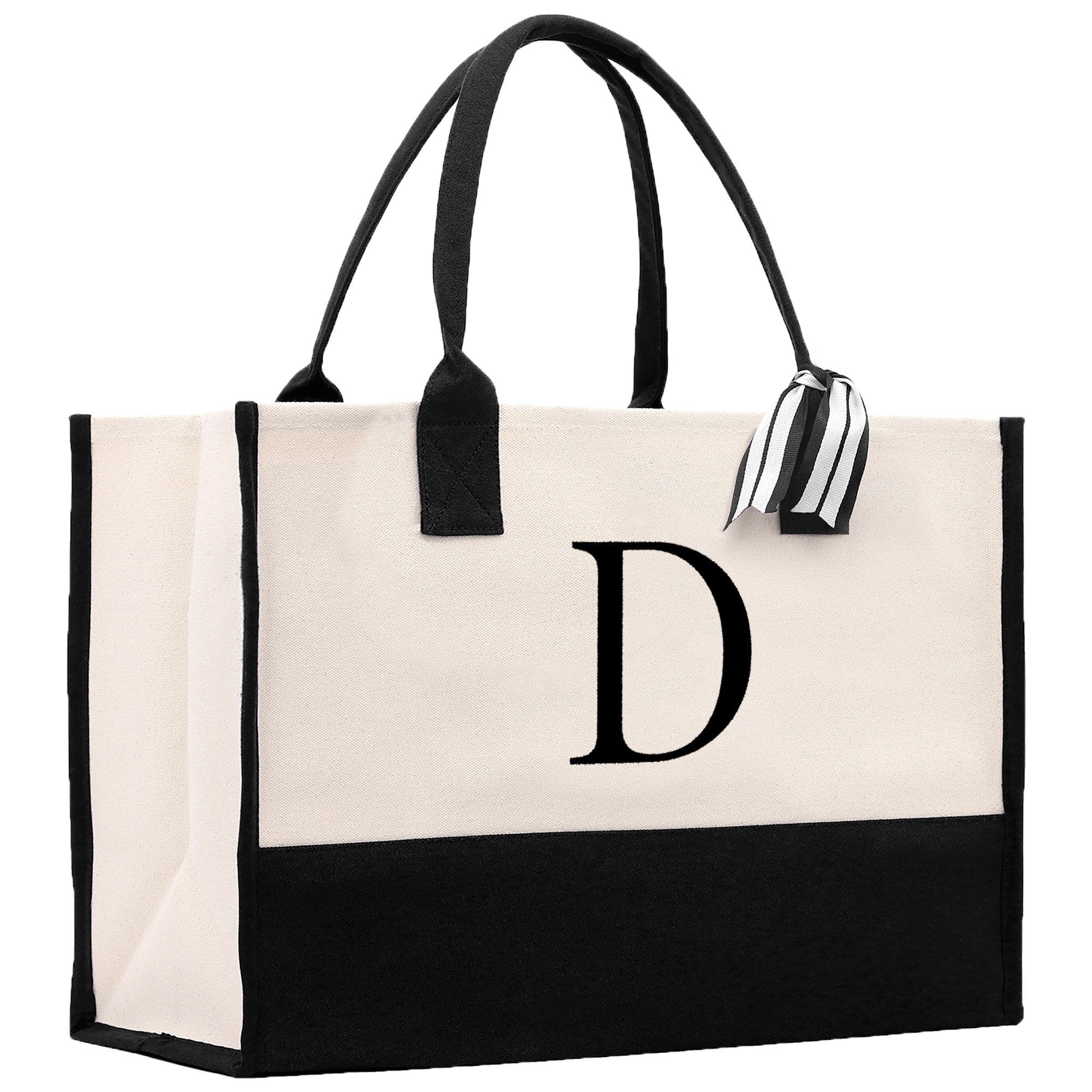 Monogram and Personalized Name Cotton Canvas Tote Bag Initial Tote Bag Letter Tote Bag Birthday Gift Bag Beach Bag Custom Monogrammed Bag - Aaria Tees Aaria Tees