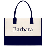 Monogram and Personalized Name Cotton Canvas Tote Bag Initial Tote Bag Letter Tote Bag Birthday Gift Bag Beach Bag Custom Monogrammed Bag - Aaria Tees Aaria Tees