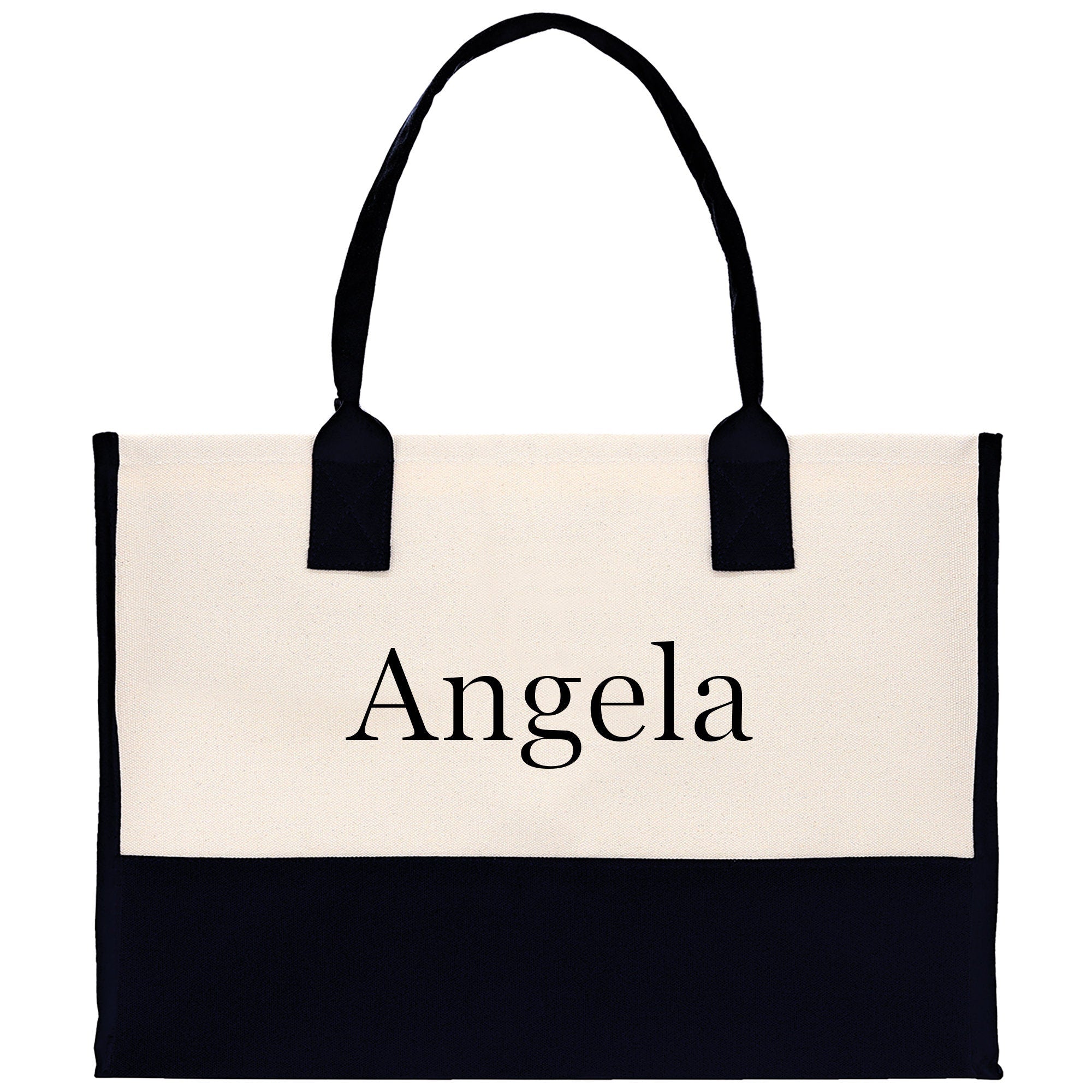 Monogram and Personalized Name Cotton Canvas Tote Bag Initial Tote Bag Letter Tote Bag Birthday Gift Bag Beach Bag Custom Monogrammed Bag - Aaria Tees Aaria Tees