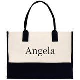 Monogram and Personalized Name Cotton Canvas Tote Bag Initial Tote Bag Letter Tote Bag Birthday Gift Bag Beach Bag Custom Monogrammed Bag - Aaria Tees Aaria Tees
