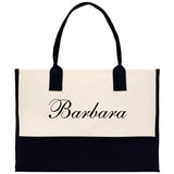 Monogram and Personalized Name Cotton Canvas Tote Bag Initial Tote Bag Letter Tote Bag Birthday Gift Bag Beach Bag Custom Monogrammed Bag - Aaria Tees Aaria Tees