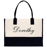Monogram and Personalized Name Cotton Canvas Tote Bag Initial Tote Bag Letter Tote Bag Birthday Gift Bag Beach Bag Custom Monogrammed Bag - Aaria Tees Aaria Tees