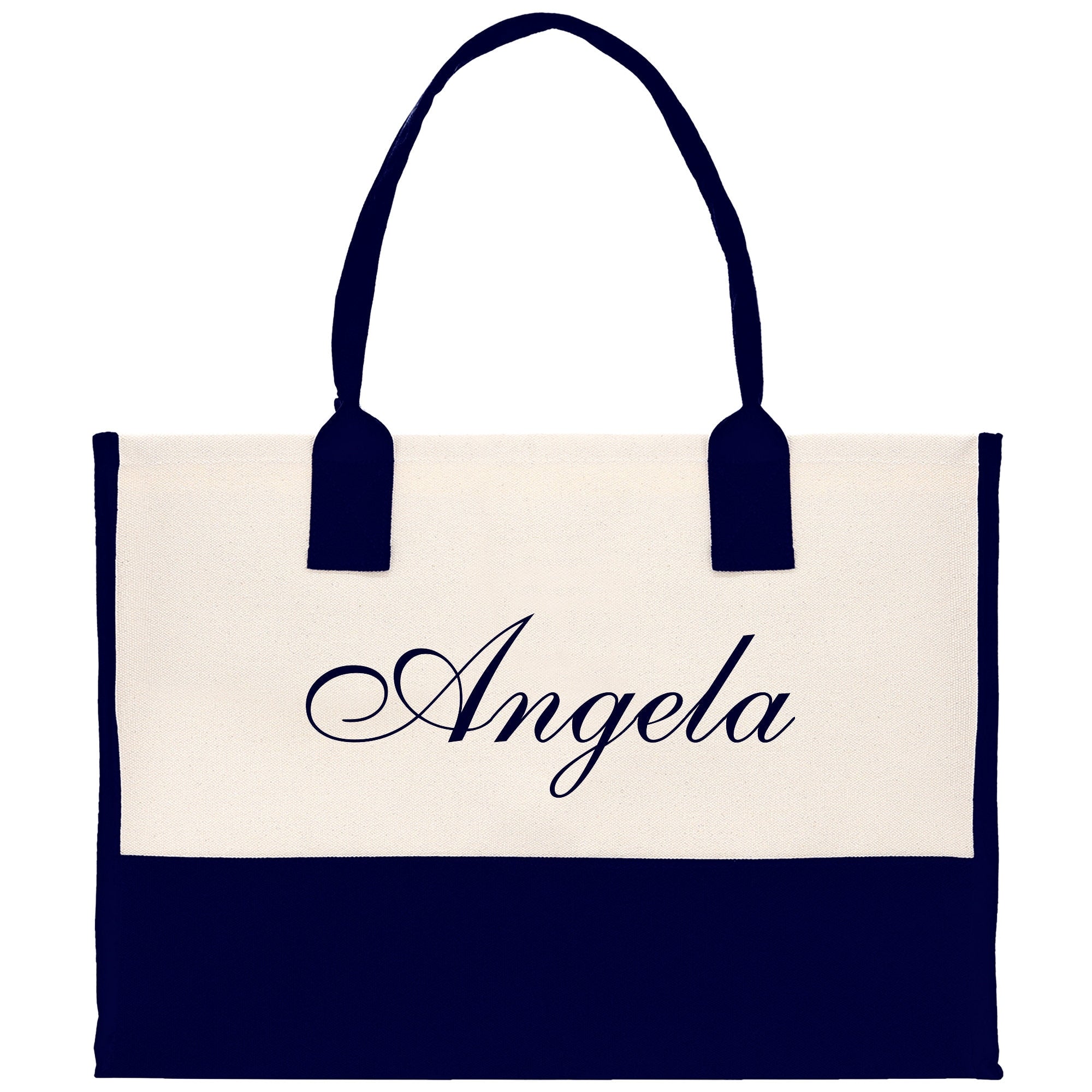 Monogram and Personalized Name Cotton Canvas Tote Bag Initial Tote Bag Letter Tote Bag Birthday Gift Bag Beach Bag Custom Monogrammed Bag - Aaria Tees Aaria Tees