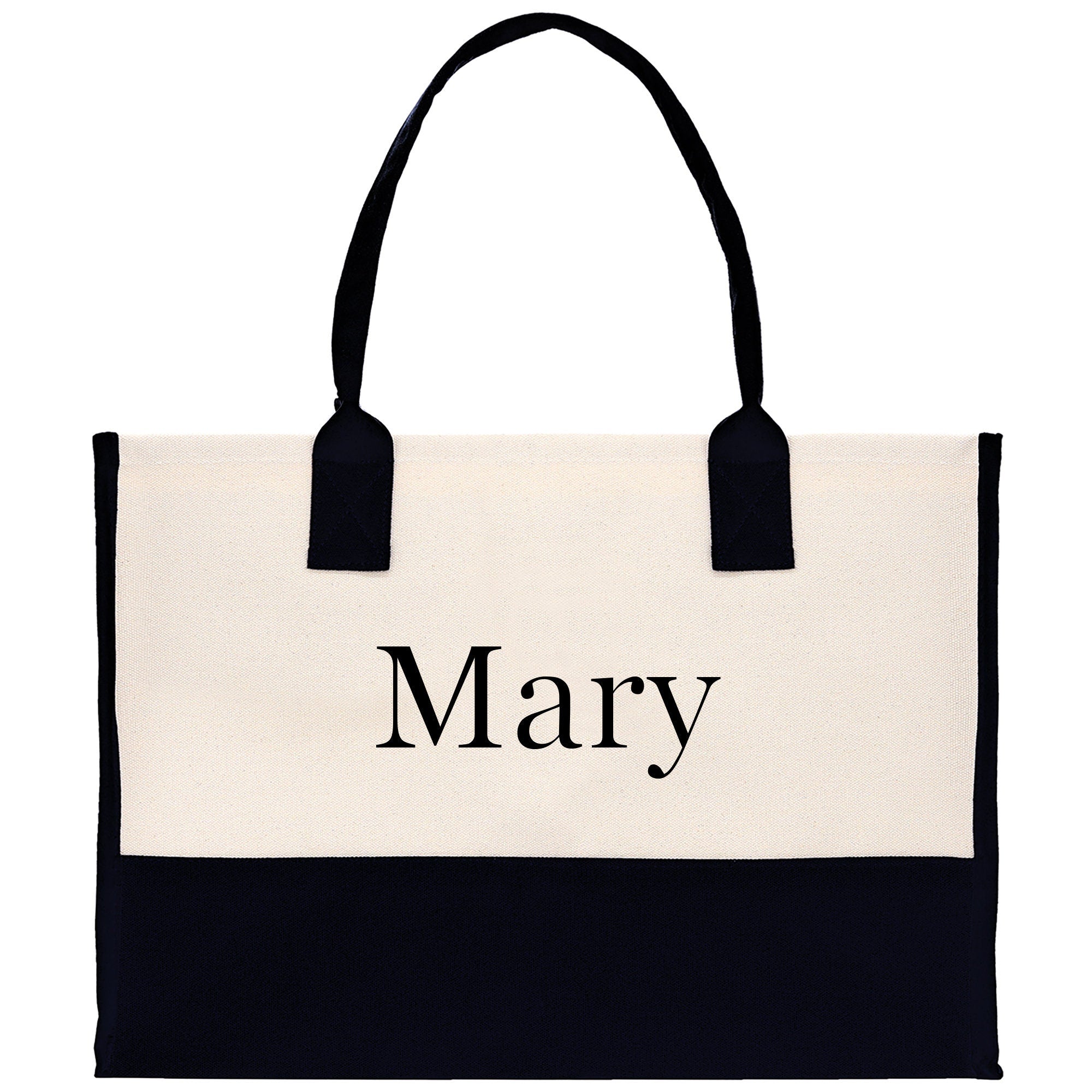 Monogram and Personalized Name Cotton Canvas Tote Bag Initial Tote Bag Letter Tote Bag Birthday Gift Bag Beach Bag Custom Monogrammed Bag - Aaria Tees Aaria Tees