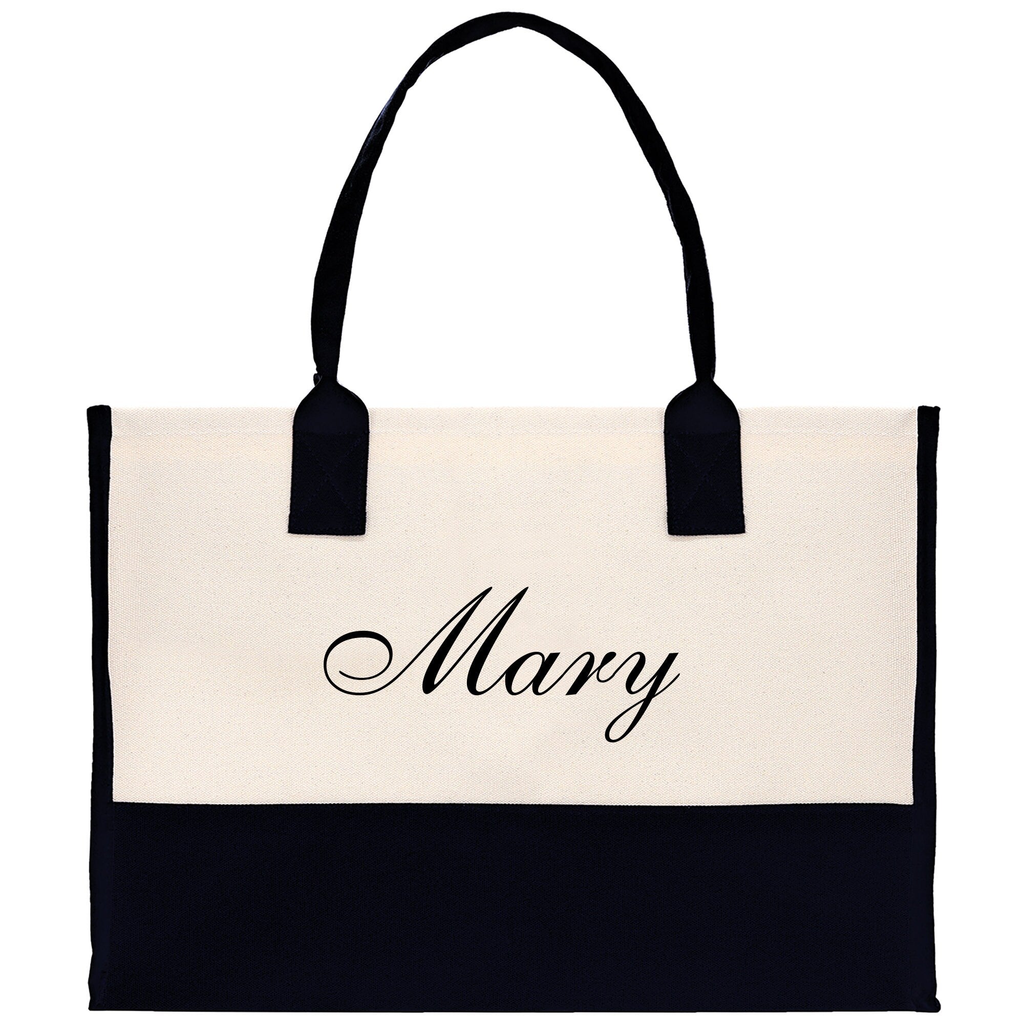 Monogram and Personalized Name Cotton Canvas Tote Bag Initial Tote Bag Letter Tote Bag Birthday Gift Bag Beach Bag Custom Monogrammed Bag - Aaria Tees Aaria Tees