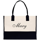 Monogram and Personalized Name Cotton Canvas Tote Bag Initial Tote Bag Letter Tote Bag Birthday Gift Bag Beach Bag Custom Monogrammed Bag - Aaria Tees Aaria Tees